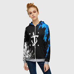 Толстовка на молнии женская Doom краски лого текстура, цвет: 3D-меланж — фото 2