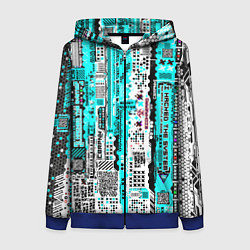 Женская толстовка на молнии Киберпанк паттерн голубой
