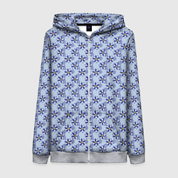 Женская толстовка на молнии Паттерн голубой в цветочек
