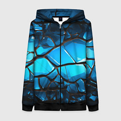 Женская толстовка на молнии Синяя текстура объемных плит