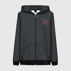 Толстовка на молнии женская Вязью Татьяна - красная надпись, цвет: 3D-черный