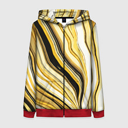 Женская толстовка на молнии Волнистые вертикальные чёрно-жёлтые полосы