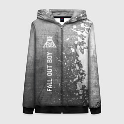 Толстовка на молнии женская Fall Out Boy - grey gradient по-вертикали, цвет: 3D-черный