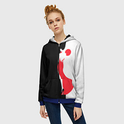 Толстовка на молнии женская Девушка в красном платье, цвет: 3D-синий — фото 2
