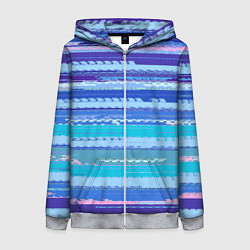Женская толстовка на молнии Морской сине-голубой абстрактные полосы