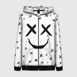 Толстовка на молнии женская Смайл фейс, цвет: 3D-черный