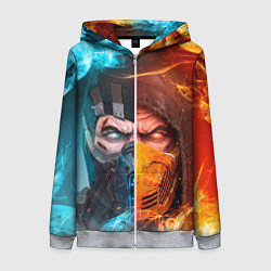 Толстовка на молнии женская Mortal Kombat - Саб-зиро и Скорпион, цвет: 3D-меланж