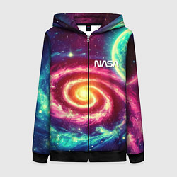 Женская толстовка на молнии Spiral galaxy - neon glow