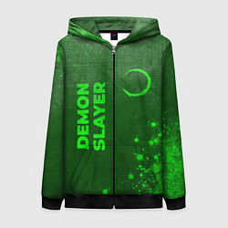 Женская толстовка на молнии Demon Slayer - green gradient вертикально