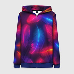 Женская толстовка на молнии Вспыхивающие перья - неоновое свечение