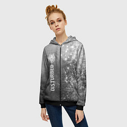 Толстовка на молнии женская Disturbed - grey gradient по-вертикали, цвет: 3D-черный — фото 2
