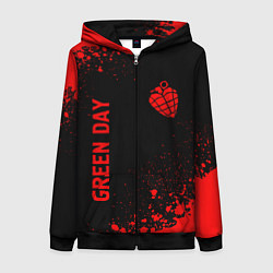 Женская толстовка на молнии Green Day - red gradient вертикально