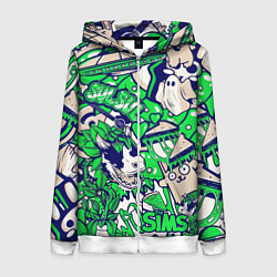 Толстовка на молнии женская The Sims стикеры, цвет: 3D-белый
