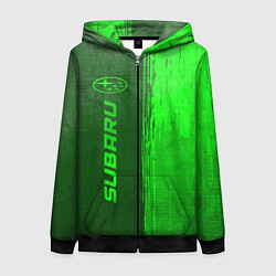 Толстовка на молнии женская Subaru - green gradient по-вертикали, цвет: 3D-черный