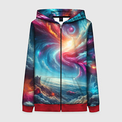 Толстовка на молнии женская Fantastic neon space landscape - ai art fantasy, цвет: 3D-красный