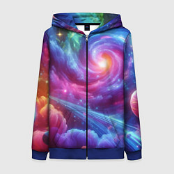 Толстовка на молнии женская Neon space fantasy, цвет: 3D-синий