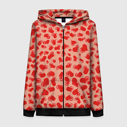Женская толстовка на молнии Сердца любви