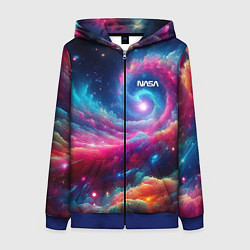 Женская толстовка на молнии Неоновая галактическая спираль - нейроарт