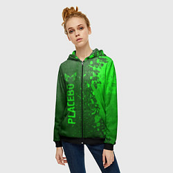 Толстовка на молнии женская Placebo - green gradient по-вертикали, цвет: 3D-черный — фото 2
