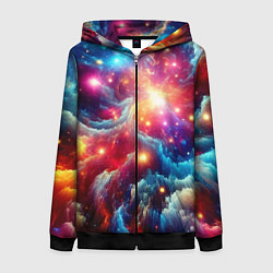 Толстовка на молнии женская Colorfull neon space clouds - ai art fantasy, цвет: 3D-черный