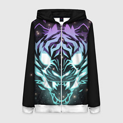 Толстовка на молнии женская Неоновый зверь, цвет: 3D-белый