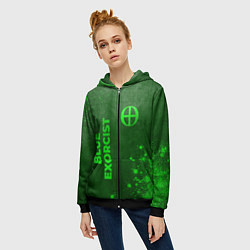 Толстовка на молнии женская Blue Exorcist - green gradient вертикально, цвет: 3D-черный — фото 2