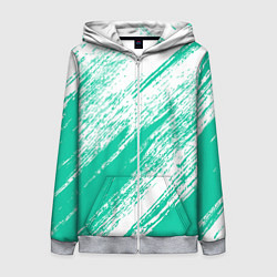 Толстовка на молнии женская The color is turquoise and white, цвет: 3D-меланж