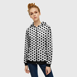 Толстовка на молнии женская Текстура футбольного мяча, цвет: 3D-черный — фото 2