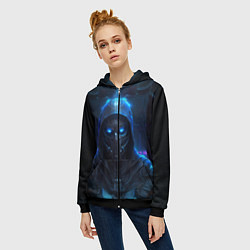 Толстовка на молнии женская Человек в маске, цвет: 3D-черный — фото 2