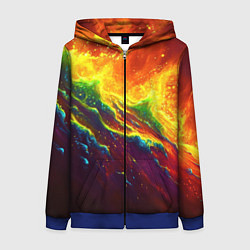 Женская толстовка на молнии Абстрактные волны с огнем