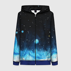 Толстовка на молнии женская Синяя светящееся краска, цвет: 3D-синий