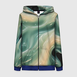 Женская толстовка на молнии Лазурная слизь на черном текстура