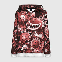 Женская толстовка на молнии Растения против зомби в красном цвете