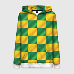 Женская толстовка на молнии Желтый и зеленый геометрический паттерн