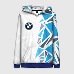 Толстовка на молнии женская Бмв - фрагментация синяя, цвет: 3D-синий