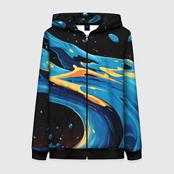 Толстовка на молнии женская Синяя волна из красок, цвет: 3D-черный