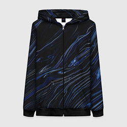 Женская толстовка на молнии Чёрно-синий абстракция линии