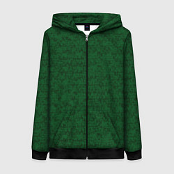 Женская толстовка на молнии Тёмно-зелёный текстурированный