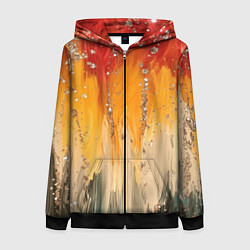 Толстовка на молнии женская Красочная текстура с блестяшками, цвет: 3D-черный