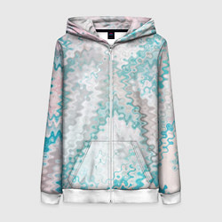 Женская толстовка на молнии Серо-бирюзовый абстрактный
