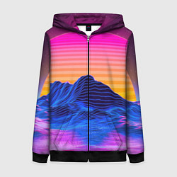 Толстовка на молнии женская Неоновый закат, цвет: 3D-черный