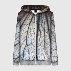 Толстовка на молнии женская Прожилки растения, цвет: 3D-меланж