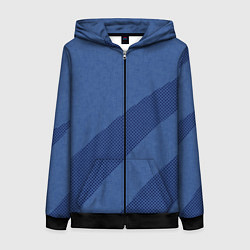 Толстовка на молнии женская Синий текстурный с полосой, цвет: 3D-черный