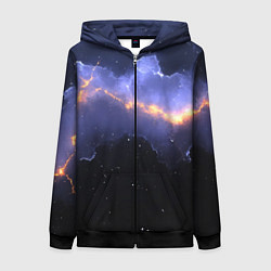 Женская толстовка на молнии Молния в фиолетовом небе текстура