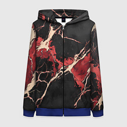 Женская толстовка на молнии Красно-черная потертая текстура