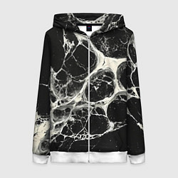 Женская толстовка на молнии Бело-черная потертая текстура