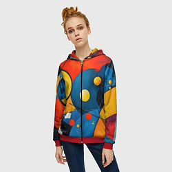 Толстовка на молнии женская Динамичный красочный паттерн, цвет: 3D-красный — фото 2