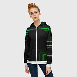 Толстовка на молнии женская Black green color, цвет: 3D-белый — фото 2