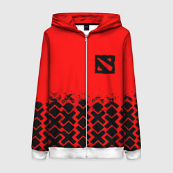 Толстовка на молнии женская Dota игровой паттерн, цвет: 3D-белый