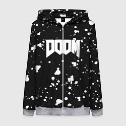 Толстовка на молнии женская Doom белые краски всплеск, цвет: 3D-меланж